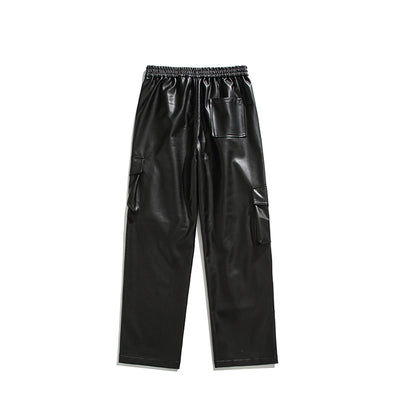 Pantalones de Cuero PU Retro Americano Holgados y Rectos para Hombre - Image 15