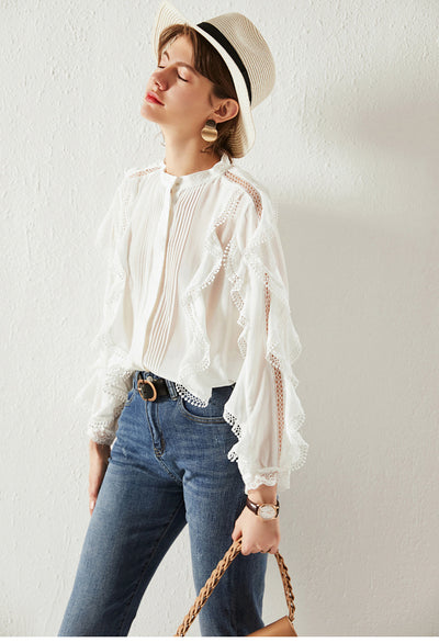 Blusa Elegante Estilo Francés con Encaje Reductora y Corte Suelto - Image 29