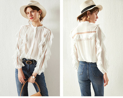 Blusa Elegante Estilo Francés con Encaje Reductora y Corte Suelto - Image 31