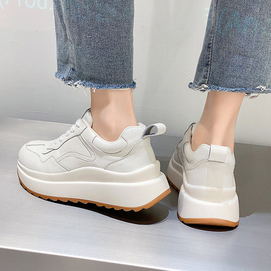 Zapatillas Deportivas Casual de Cuero Genuino para Mujer - Blancas - Image 7
