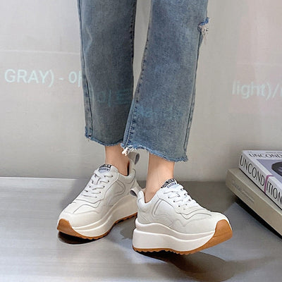 Zapatillas Deportivas Casual de Cuero Genuino para Mujer - Blancas - Image 8