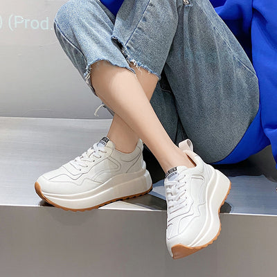 Zapatillas Deportivas Casual de Cuero Genuino para Mujer - Blancas - Image 10