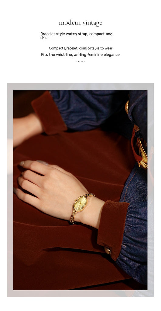 Reloj de Pulsera Ovalado Dorado Vintage Lujo Artístico Cuarzo - Image 10