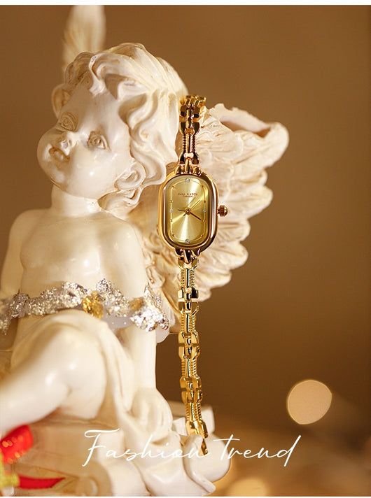 Reloj de Pulsera Ovalado Dorado Vintage Lujo Artístico Cuarzo - Image 14