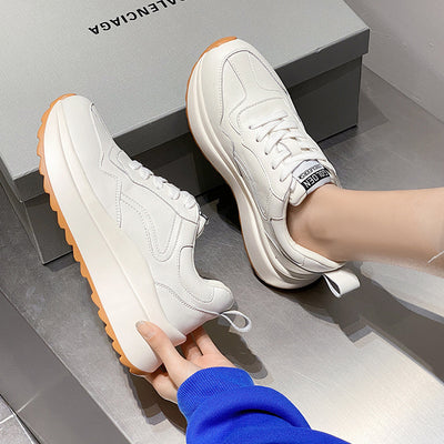 Zapatillas Deportivas Casual de Cuero Genuino para Mujer - Blancas - Image 15