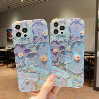 Funda para Celular con Diseño Floral Margaritas Azul y Púrpura - Image 7