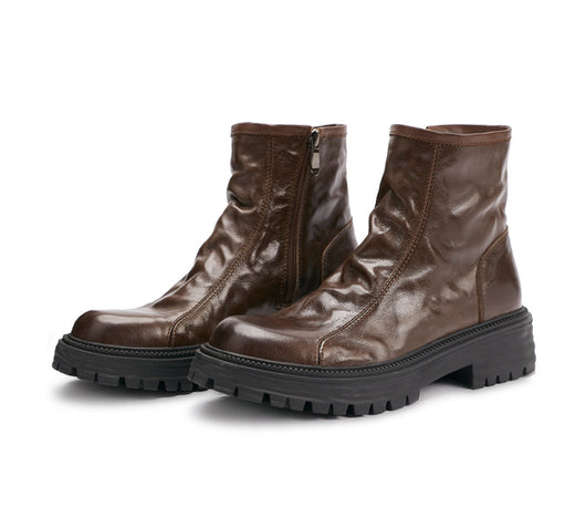 Botas Worker de Cuero Genuino con Plataforma para Hombre - Otoño e Invierno - Image 18