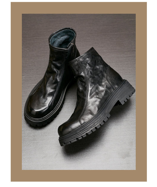 Botas Worker de Cuero Genuino con Plataforma para Hombre - Otoño e Invierno - Image 21