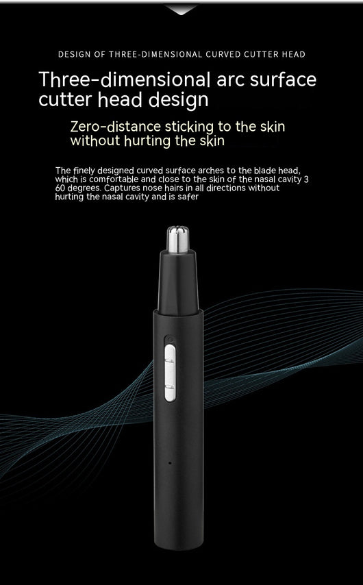 Black multifunctional men's grooming kit with electric shaver, nose hair trimmer, eyebrow trimmer, cleaning brush, and USB cable. - Image 26