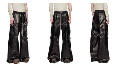 Pantalones Negros Anchos con Acabado Brillante - Estilo Casual - Image 12