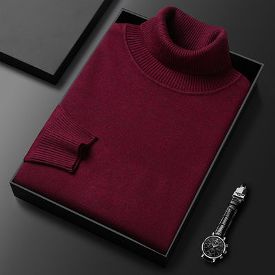 Suéter Cuello Alto Slim Fit para Hombre - Pullover Básico de Color Sólido - Image 17