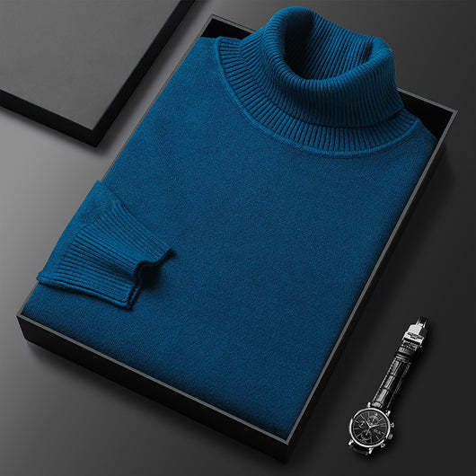 Suéter Cuello Alto Slim Fit para Hombre - Pullover Básico de Color Sólido - Image 18