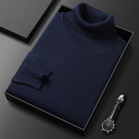 Suéter Cuello Alto Slim Fit para Hombre - Pullover Básico de Color Sólido - Image 21