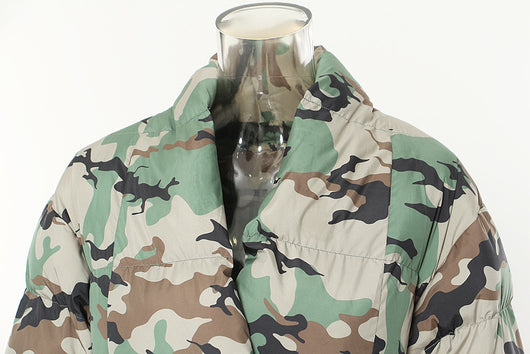 Chaqueta de Algodón Ajustada con Costuras de Camuflaje y Puños Tejidos - Image 24