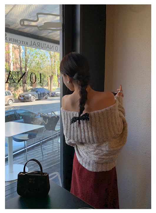 Suéter Elegante Escote Frío Retorcido para Mujer - Image 33