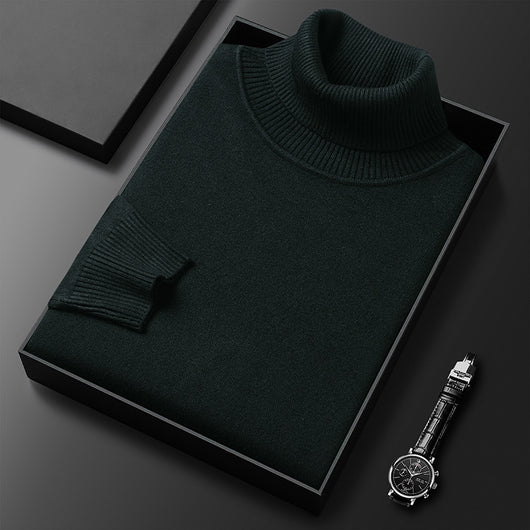 Suéter Cuello Alto Slim Fit para Hombre - Pullover Básico de Color Sólido - Image 36