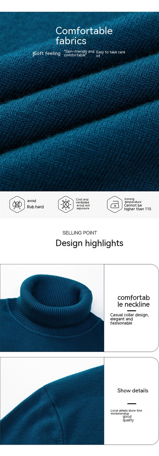 Suéter Cuello Alto Slim Fit para Hombre - Pullover Básico de Color Sólido - Image 39