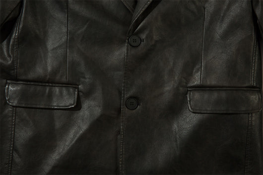 Blazer de Cuero PU Liso para Hombre - Estilo Americano - Image 21