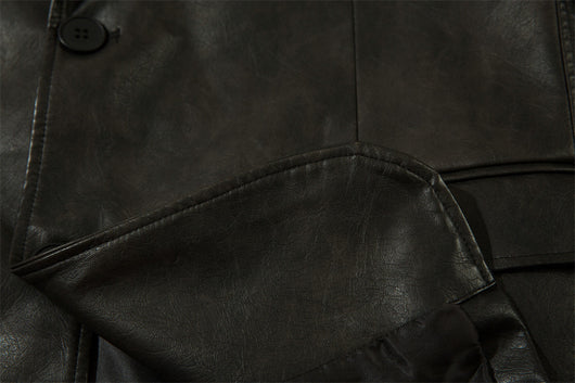 Blazer de Cuero PU Liso para Hombre - Estilo Americano - Image 22