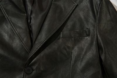 Blazer de Cuero PU Liso para Hombre - Estilo Americano - Image 24