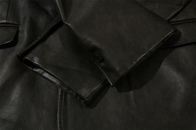 Blazer de Cuero PU Liso para Hombre - Estilo Americano - Image 26