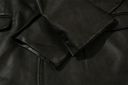 Blazer de Cuero PU Liso para Hombre - Estilo Americano - Image 26