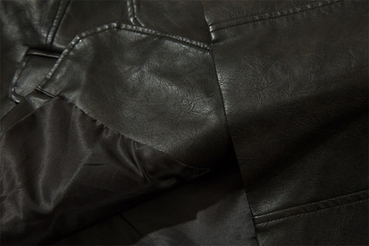 Blazer de Cuero PU Liso para Hombre - Estilo Americano - Image 27