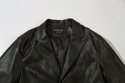 Blazer de Cuero PU Liso para Hombre - Estilo Americano - Image 30