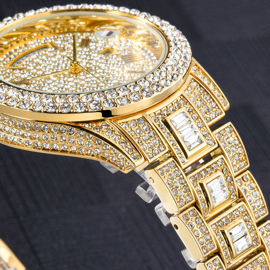 Reloj de Negocios Elegante Doble Calendario con Diamantes y Movimiento de Cuarzo - Image 15