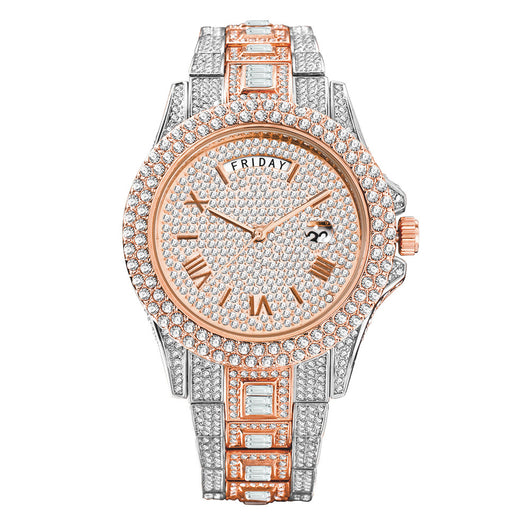 Reloj de Negocios Elegante Doble Calendario con Diamantes y Movimiento de Cuarzo - Image 22