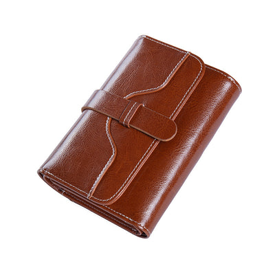 Billetera Monedero Vintage de Cuero Encerado con Broche - Image 10