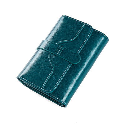 Billetera Monedero Vintage de Cuero Encerado con Broche - Image 14