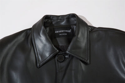 Abrigo de Cuero PU Estilo Americano con Cinturón para Hombre - Otoño e Invierno - Image 32