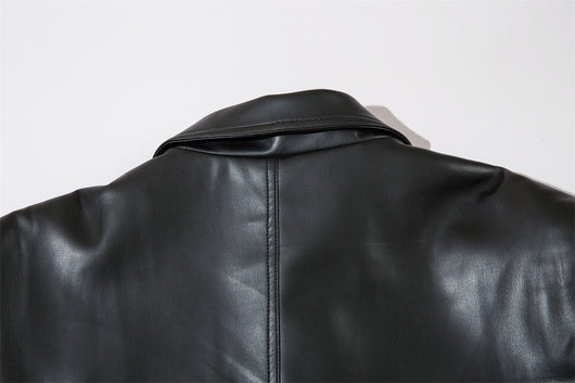 Abrigo de Cuero PU Estilo Americano con Cinturón para Hombre - Otoño e Invierno - Image 36