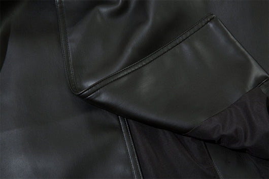 Abrigo de Cuero PU Estilo Americano con Cinturón para Hombre - Otoño e Invierno - Image 37