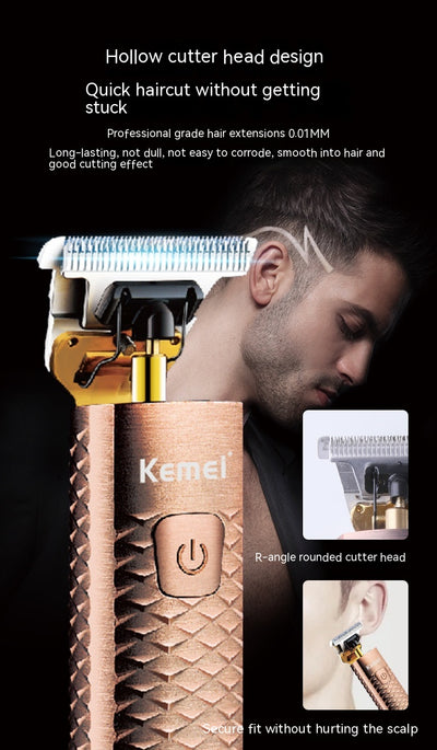 Rose gold hair clipper with diamond mesh engraving, gold blade, and digital display showing '99 POWER LEFT'. - Image 16