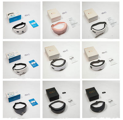 White Bluetooth music eye massager with control panel, air pressure, and hot compress functions in a gift box. - Image 24