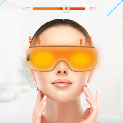 White Bluetooth music eye massager with control panel, air pressure, and hot compress functions in a gift box. - Image 30