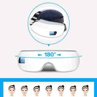 White Bluetooth music eye massager with control panel, air pressure, and hot compress functions in a gift box. - Image 33