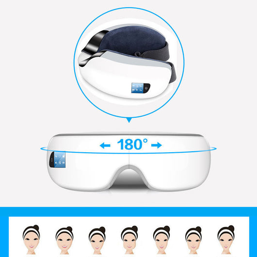 White Bluetooth music eye massager with control panel, air pressure, and hot compress functions in a gift box. - Image 33