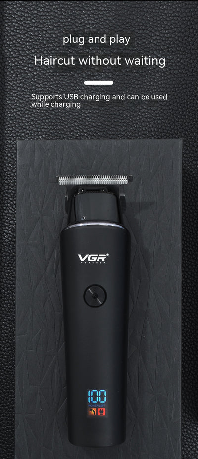 VGR V-937 electric hair clipper kit with LCD display, USB cable, cleaning brush, oil, and 1.5mm, 3.0mm, 4.5mm guide combs. - Image 10