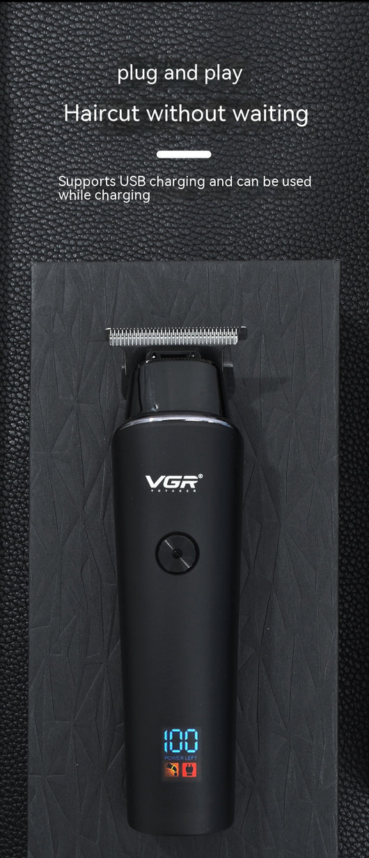 VGR V-937 electric hair clipper kit with LCD display, USB cable, cleaning brush, oil, and 1.5mm, 3.0mm, 4.5mm guide combs. - Image 10