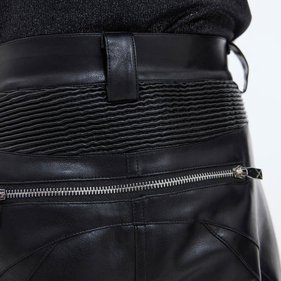 Pantalones de Cuero Punk Bootcut con Detalles de Metal y Costuras 3D - Image 20