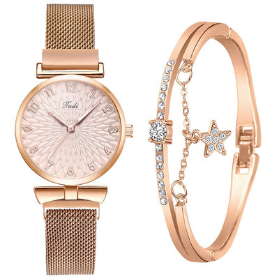 Reloj de Pulsera Magnético para Mujer con Malla Metálica y Correa Intercambiable - Image 9