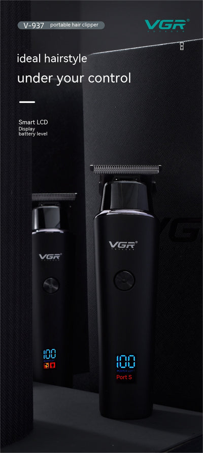 VGR V-937 electric hair clipper kit with LCD display, USB cable, cleaning brush, oil, and 1.5mm, 3.0mm, 4.5mm guide combs. - Image 17