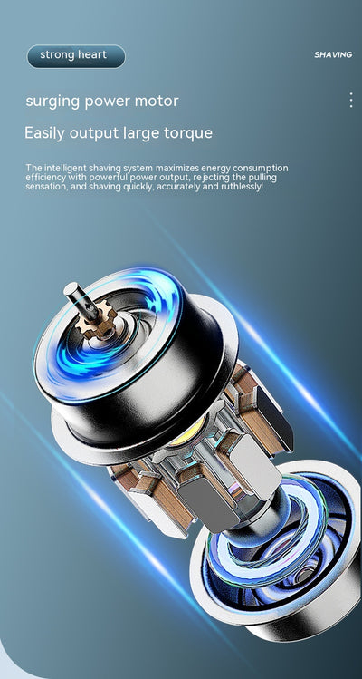 New digital electric shaver with eight rotary blades in a metallic silver finish, designed for a close shave. - Image 11