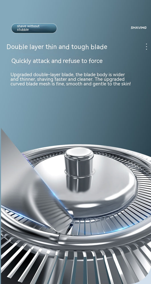 New digital electric shaver with eight rotary blades in a metallic silver finish, designed for a close shave. - Image 22