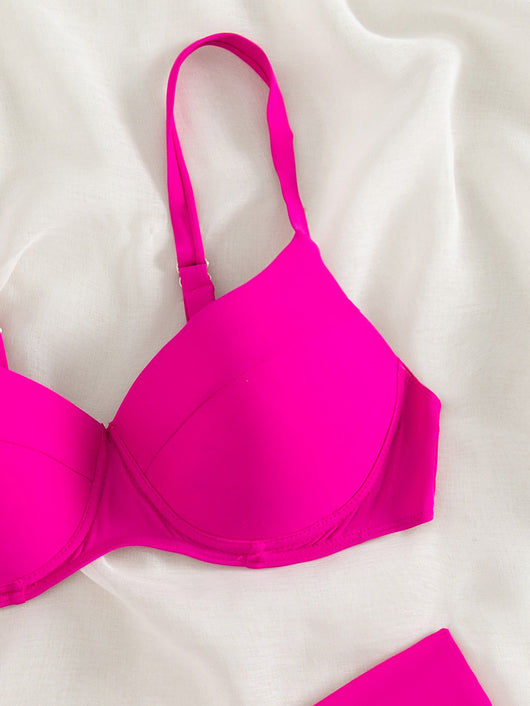 Bikini Dividido de Color Sólido Estilo Europeo Americano - Image 22