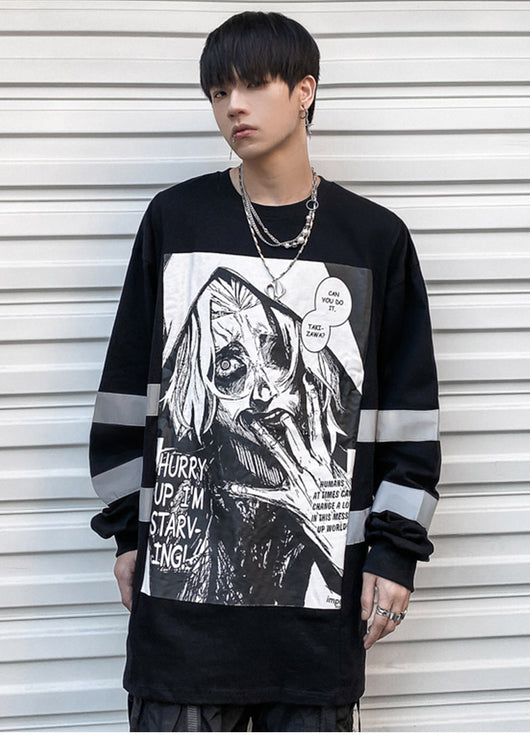 Playera Gótica de Manga Larga Estampada para Hombre - Image 8
