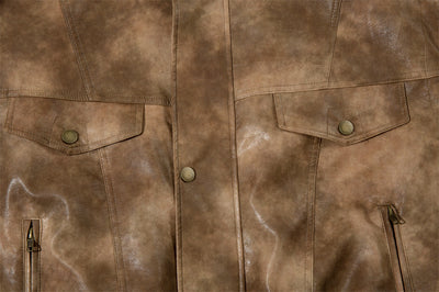 Abrigo de Cuero PU con Contraste de Colores para Hombre - Image 24